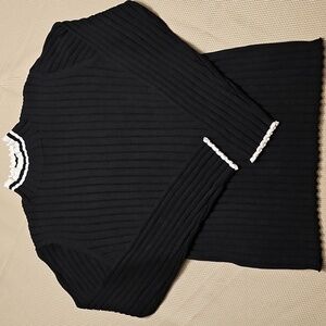 Vintage Susan Bristol Black Ribbed Sweater Size Medium